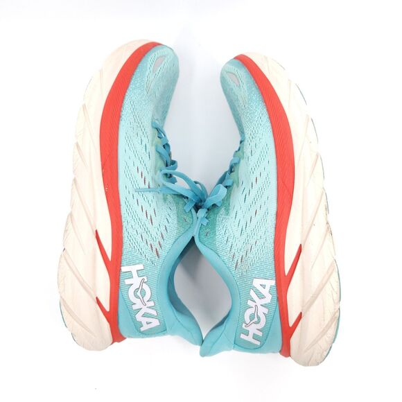 Hoka One Clifton 8 Shoes Womens 10 B  Blue Red Running Sneaker 1119394 AEBL - Picture 7 of 9